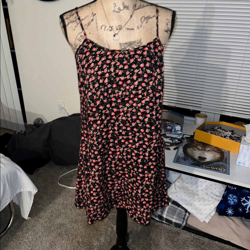 Wild fable M black flowery tank top midi dress